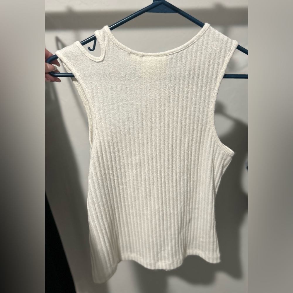 Anthropologie Maeve Ivory Ribbed Tank Top - Picture 2 of 4
